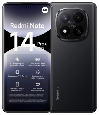 Xiaomi Redmi Note 14 Pro+ 5G 8GB RAM 256GB Midnight Black