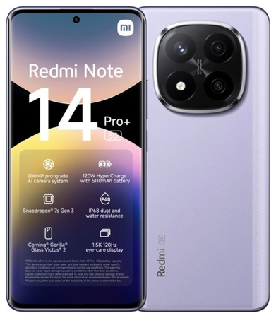 Xiaomi Redmi Note 14 Pro+ 5G 8GB RAM 256GB Lavender Purple