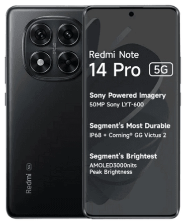Xiaomi Redmi Note 14 Pro 5G 8GB RAM 256GB Midnight Black