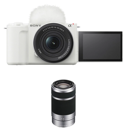 Sony ZV-E10 II with 16-50mm and 55-210mm Lenses White